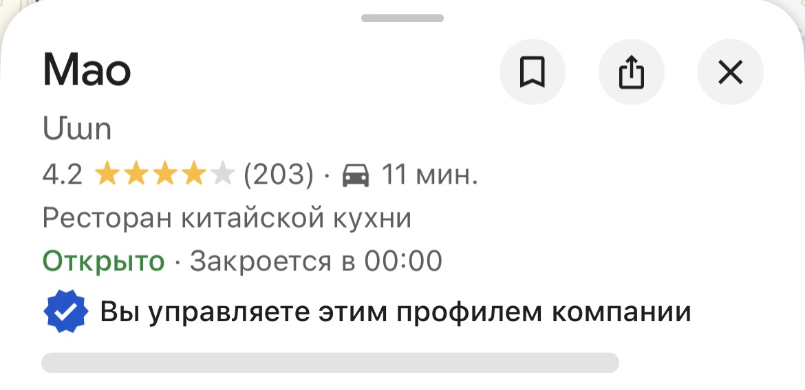 Google Business проекта Mao